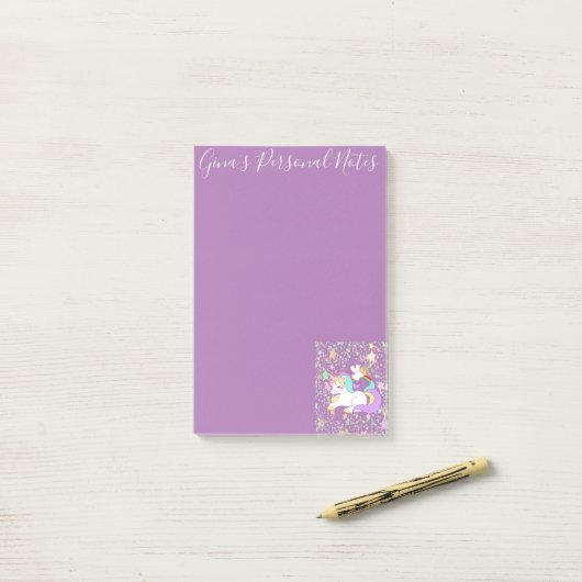 Post-it® Post-it Notes Licorne Violet (Sur un bureau)