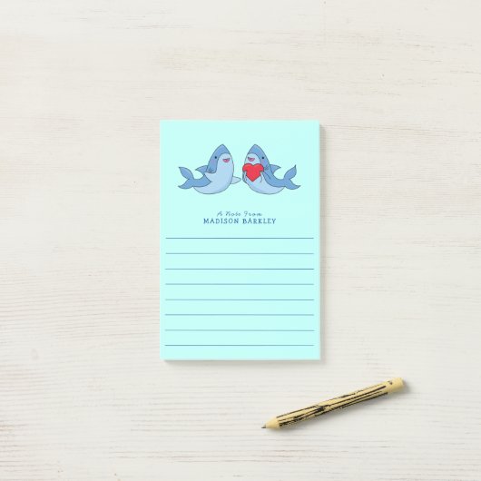 Post-it® Post-it Notes Mignonnes Kawaii de Shark Kid (Sur un bureau)