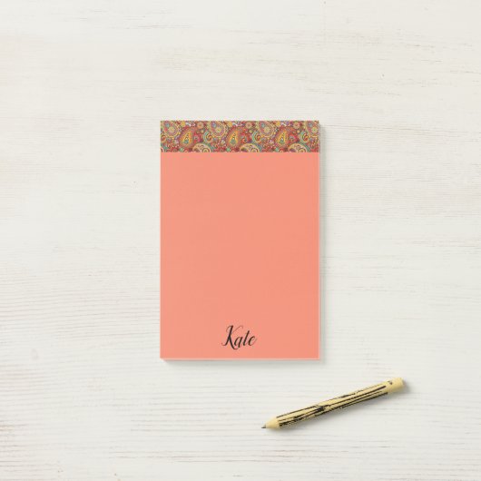 Post-it® Post-it Notes Paisley (Sur un bureau)