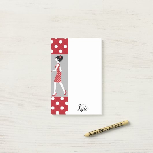 Post-it® Post-it Notes Point Rouge (Sur un bureau)