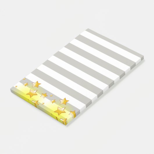 Post-it® Post-it Notes Rayure Grise Étoiles Jaunes (Incliné)