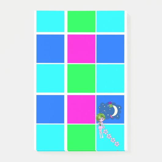 Post-it® Post-it Notes Rose Clair Carrés Bleus (Devant)