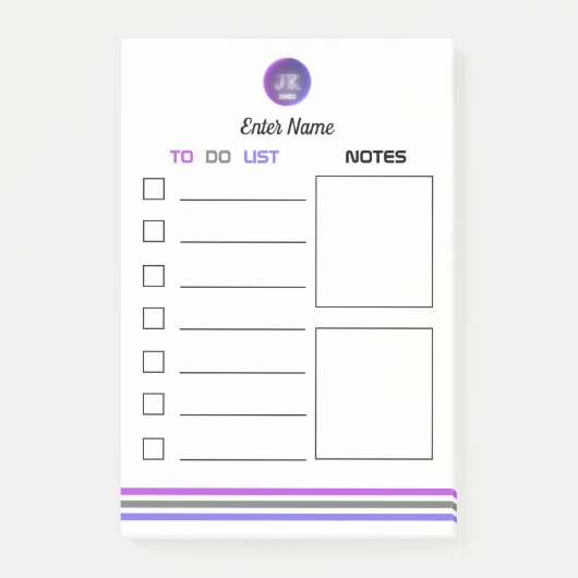 Post-it® Post-it Notes to Do List Notes Section JK Logo (Devant)