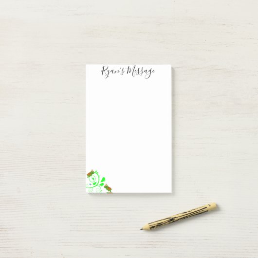 Post-it® Post-it Notes Tortues Vertes Floral (Sur un bureau)