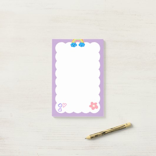 Post-it® Post-notes violettes  (Sur un bureau)