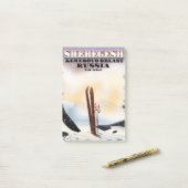 Post-it® Poster de voyage de ski Sheregesh Russia. (Sur un bureau)