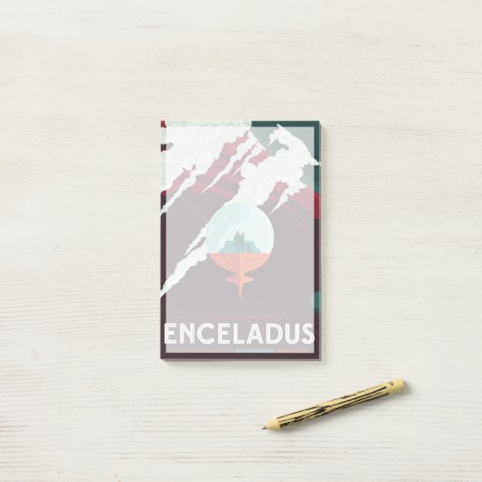 Post-it® Poster Espace Rétro Mission Cassini À Saturne (Sur un bureau)