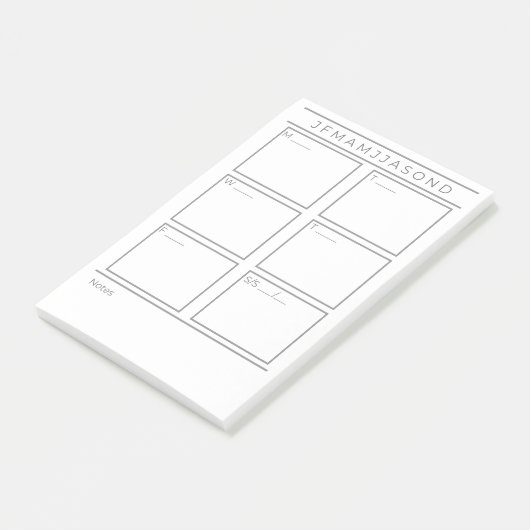 Post-it® Poster Weekly Planner Notes Pad 4"x 6" (Incliné)