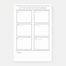 Poster Weekly Planner Notes Pad 4"x 6"