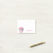 Post-it® Pot de succulente mignon personnalisé avec un nom (Sur un bureau)