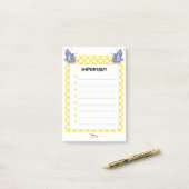 Post-it® Pot et diamants de Polka jaune IMPORTANT (Sur un bureau)