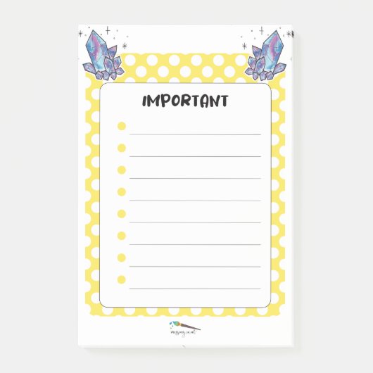 Post-it® Pot et diamants de Polka jaune IMPORTANT (Devant)