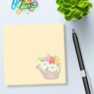 Post-it® Poubelle d'arrosage de jardin avec fleurs sur Jaun