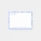 Post-it® Poudre Bleu Blanc Floral Damask Motif (Devant)