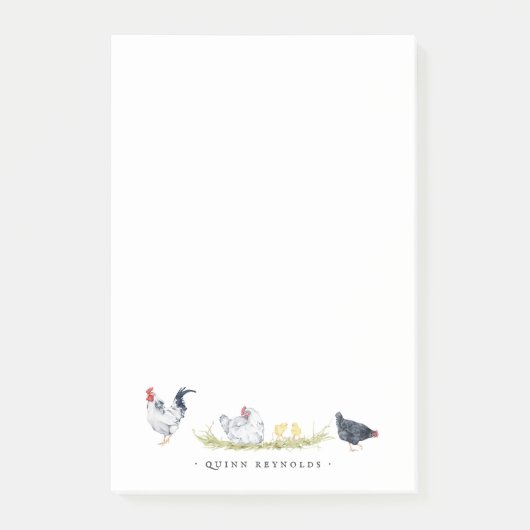 Post-it® Poules de Ferme Rustique | Papeterie Monogramme (Devant)