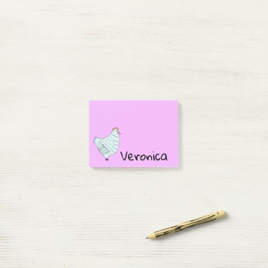 Post-it® Poulet customisé (Sur un bureau)