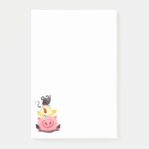 Post-it® Poulet de porc et souris amis Drôle notes collante