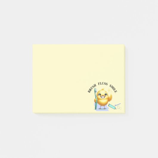Post-it® Poulet Sourire avec Slogan Dentaire (Devant)