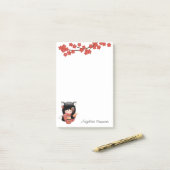 Post-it® Poupée Kitsune Kokeshi - Black Fox Geisha Girl (Sur un bureau)