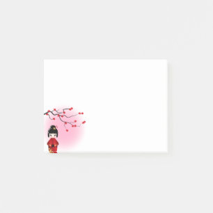 Post-it® Poupée kokeshi japonaise aux fleurs de sakura