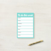 Post-it® Pour faire cette semaine aqua bleu planificateur h (Sur un bureau)