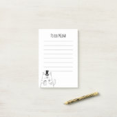 Post-it® Pour faire le MEOW ! /Chat drôle dessinant pour (Sur un bureau)