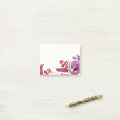 Post-it® Pourpre d'aquarelle + Notes de post-it florales (Sur un bureau)