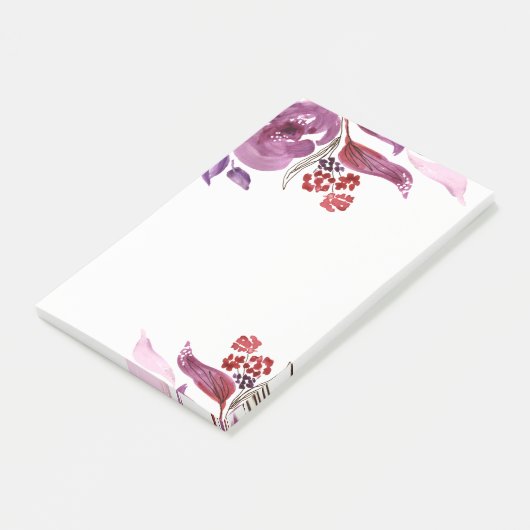 Post-it® Pourpre d'aquarelle + Notes de post-it florales (Incliné)