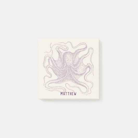 Post-it® Pourpre illustré par poulpe personnalisé et crème (Devant)
