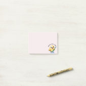 Post-it® Poussin souriant avec slogan dentaire (Sur un bureau)