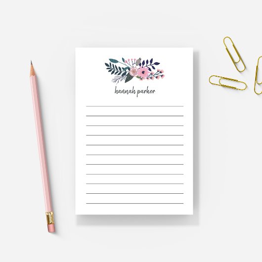 Post-it® Pré rose| Floral Personnalisé Liné