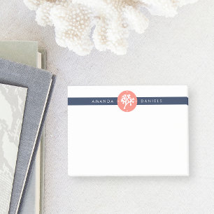 Post-it® Preppy Coral Branch & Navy Stripe