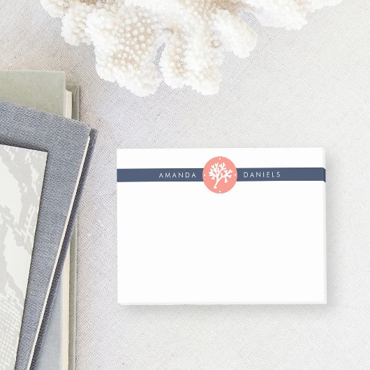 Post-it® Preppy Coral Branch & Navy Stripe