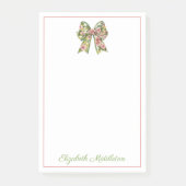 Post-it® Preppy Floral Pink and Green Bow Personalized (Devant)