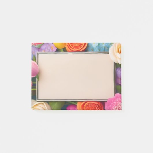 Post-it® Pretty Floral Framed Roses Tulips Hydrangea (Devant)