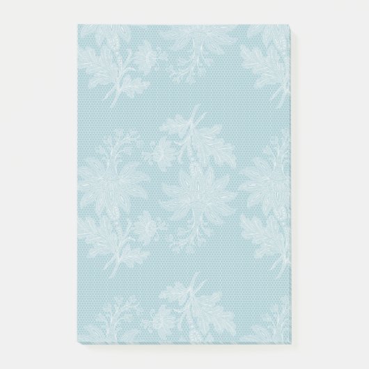 Post-it® Pretty Light Blue White Floral Faux Lace   (Devant)
