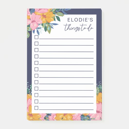 Post-it® Pretty Lush Flowers - Custom Name To Do List (Devant)