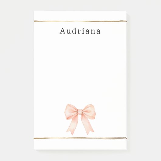 Post-it® Pretty Peach Bow Personalized  (Devant)