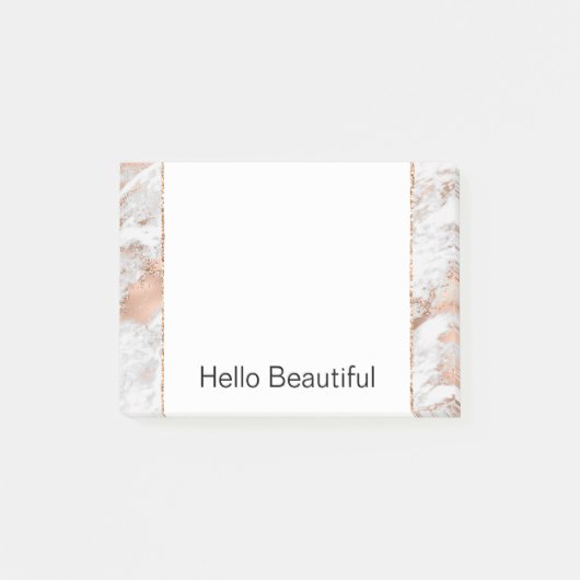 Post-it® Pretty Rose Gold White Glitzy Marble (Devant)