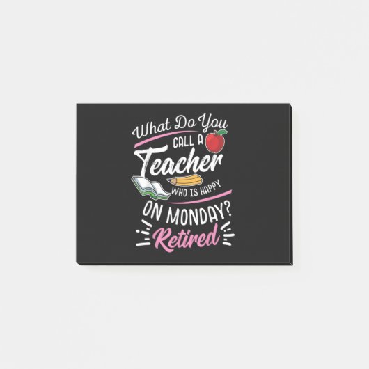 Post-it® Professeur À La Retraite Professeur Retraité Heure (Devant)