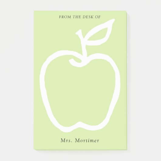 Post-it® Professeur de pomme verte moderne de 4 x 6 (Devant)