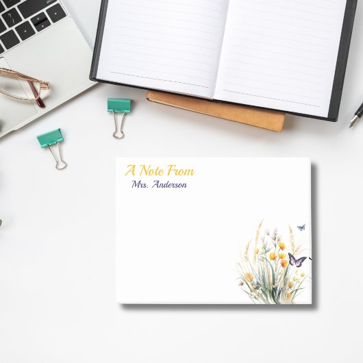 Post-it® Professeur fleur sauvage personnalisé appréciation