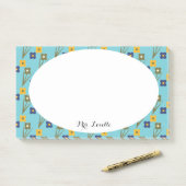 Post-it® Professeur Floral Aqua Nom Personnalisé (Sur un bureau)