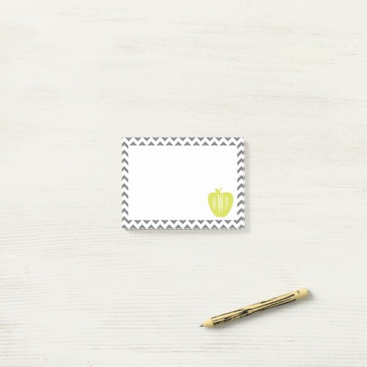 Post-it® Professeur gris de monogramme d'Apple de Chevron (Sur un bureau)