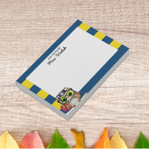 Post-it® Professeur personnalisé Smart Owl Blue Gold