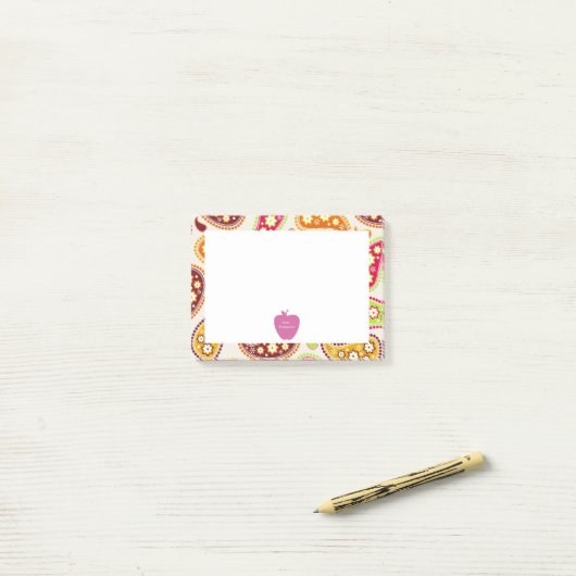 Post-it® Professeur rose d'Apple Paisley (Sur un bureau)
