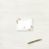 Post-it® Professeur rose en bois gris floral poussiéreux (Sur un bureau)