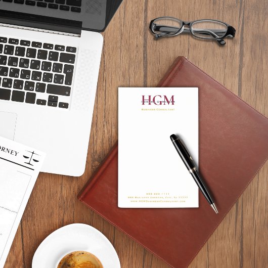 Post-it® Professionnel 3 lettres Monogram Bourgogne Marine 