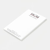 Post-it® Professionnel 3 lettres Monogramme Noir Rouge Blan (Incliné)