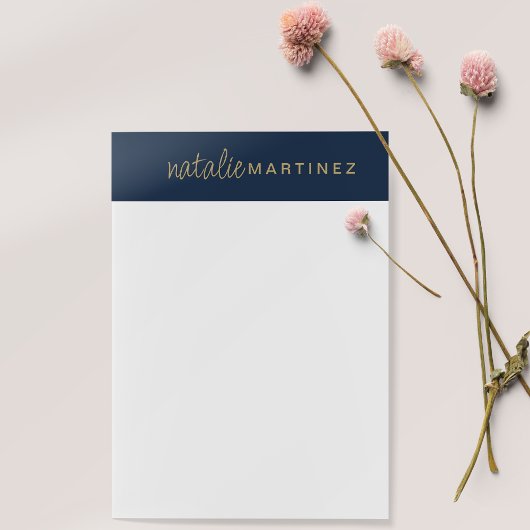 Post-it® Professionnel Élégant Bleu Or Personnalisé Grand